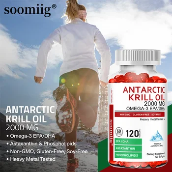 Antarctic Krill Oil - Supports Brain,Cardiovascular,Joint,Eye & Skin Health - Omega-3 EPA, DHA, Astaxanthin - 120 Capsules 1