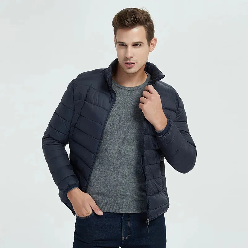 Stand Collar Lightweight Puffer Jackets Mens Quilted Jacket Water Resistant Ripstop Down Insulated Warm Windbreaker Parka Coats