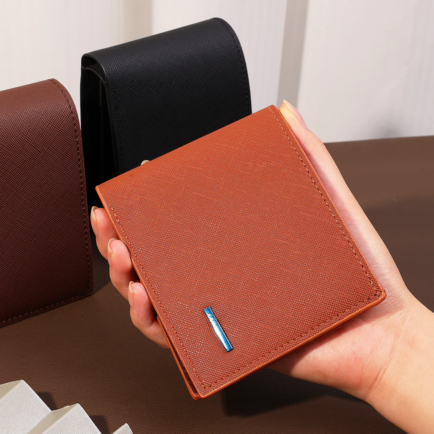 Men Short Bifold Faux Leather Masculina Billetera Credit ID Card Holder Wallet Billfold Purse Clutch Solid Hombre Business Slim