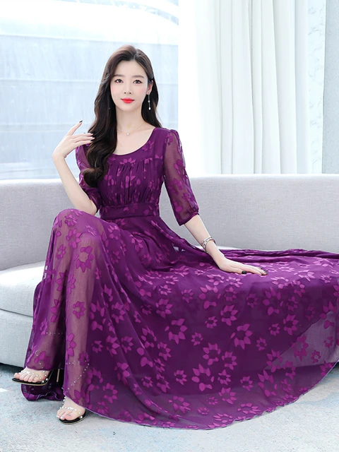 2023 Teenage Girls Purple Chinese Chiffon Princess Dress Shein Retro Floral  Design For Summer Weddings Sizes 8 12 Years From Ligemeitang, $17.57