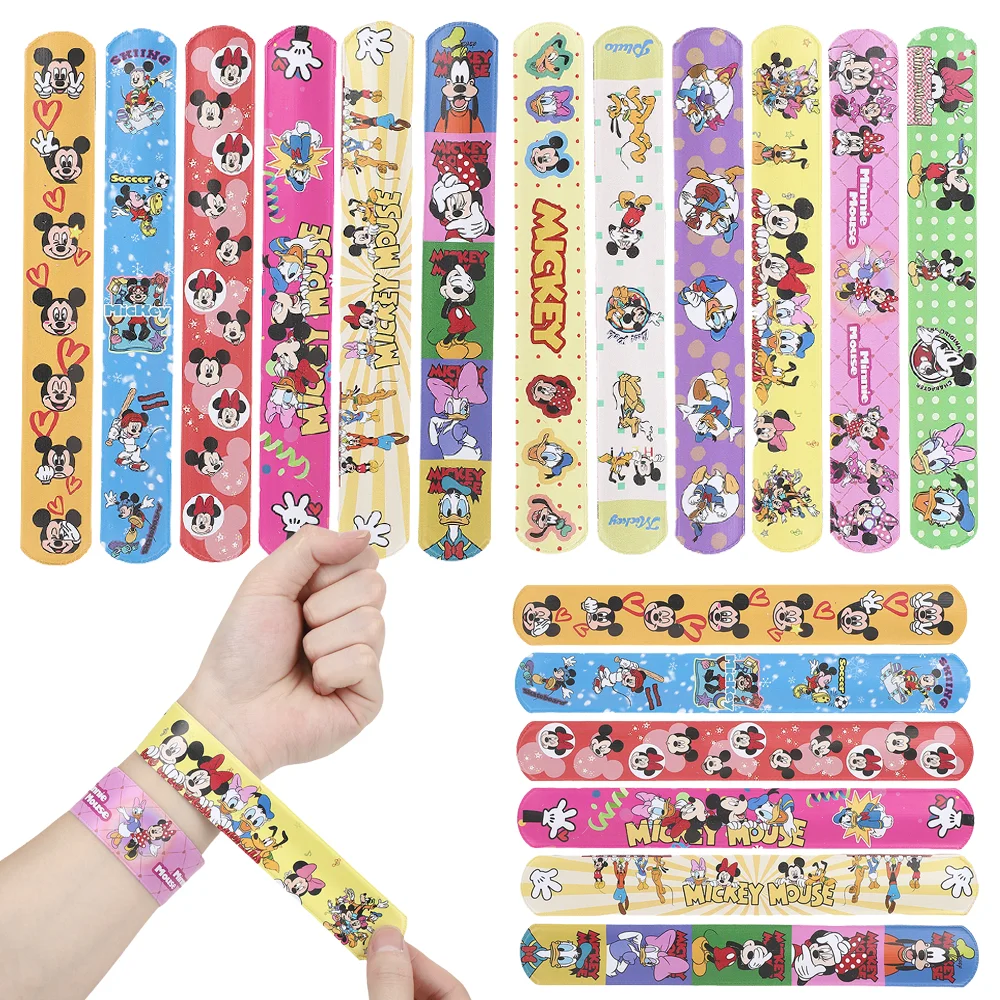Mickey Slap Bracelets 12/24/36pcs Mickey Slap Bracelets Party Favors Minnie Bracelets Birthday Party Gifts Baby Shower Decorations Snap Band for Kids