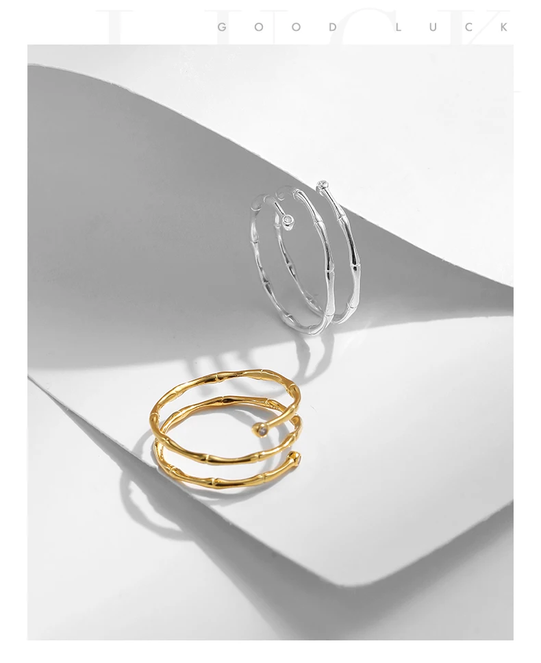 MODIAN Ring aus 925er-Sterlingsilber, trendig, mehrschichtig, Vintage-Linien, verstellbare Größe 5–7, originelles Design, edler Schmuck für Frauen – Detail 7