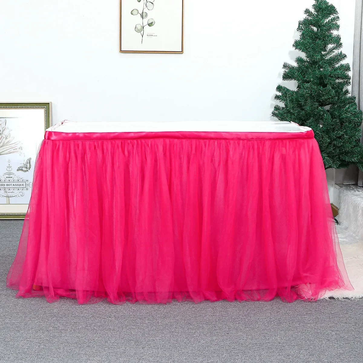 Description Picture 6 of itemBaby Shower Birthday Banquet Wedding Party Red Skirting Cover Home Decor White Table Skirt Tutu Tulle Tableware Cloth