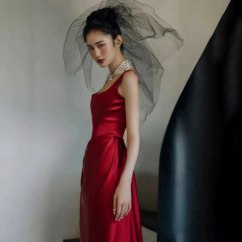 Maßgeschneiderte Modische Satin-Spaghettiträger Sexy Ärmellose Meerjungfrau-Hochzeitskleider 2026 mit Schleppe Brautkleider Vestidos De Novia – Detail 6