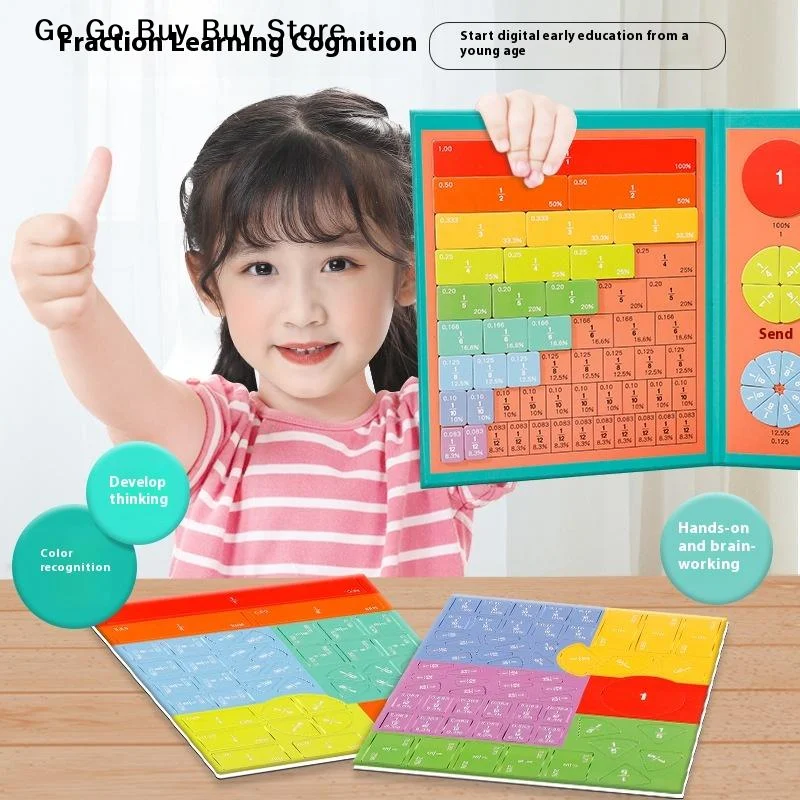 Montessori Fraction Learning Math Toy Magnetic Arithmetic Teaching Aids Wooden Book Educational Toys for Children Christmas Gift - 2