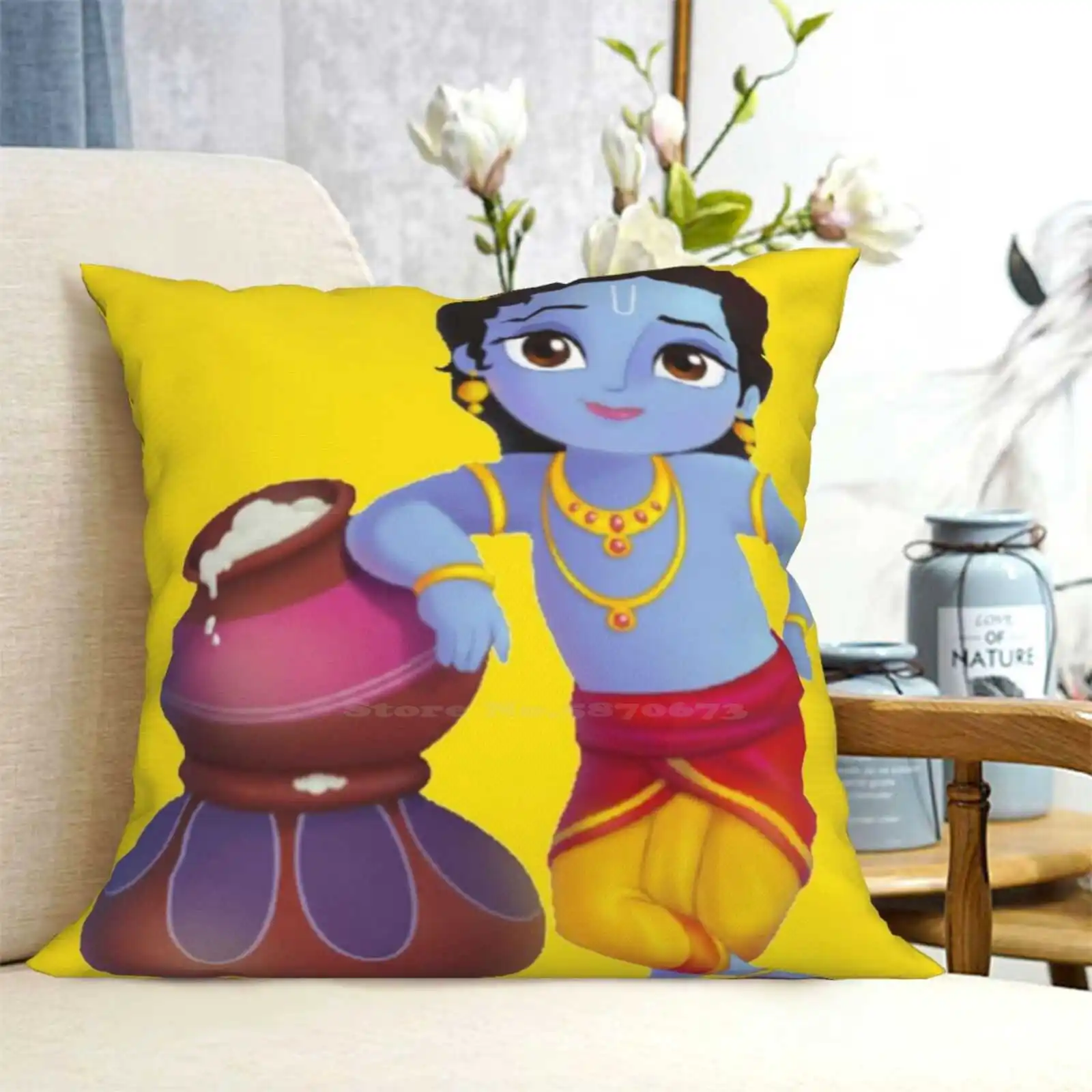 Фото Модная диванная подушка Krishna, наволочка, повелитель, Кришна, Кришна, Radhe, Кришна №5