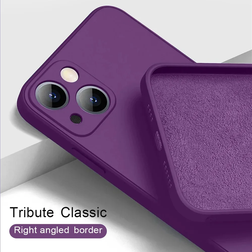 Purple For iPhone 16 Liquid Silicone Phone Case 11 12 13 14 15 Pro Max Mini X XS XR 7 8 14 15 16 Plus Full Protection case