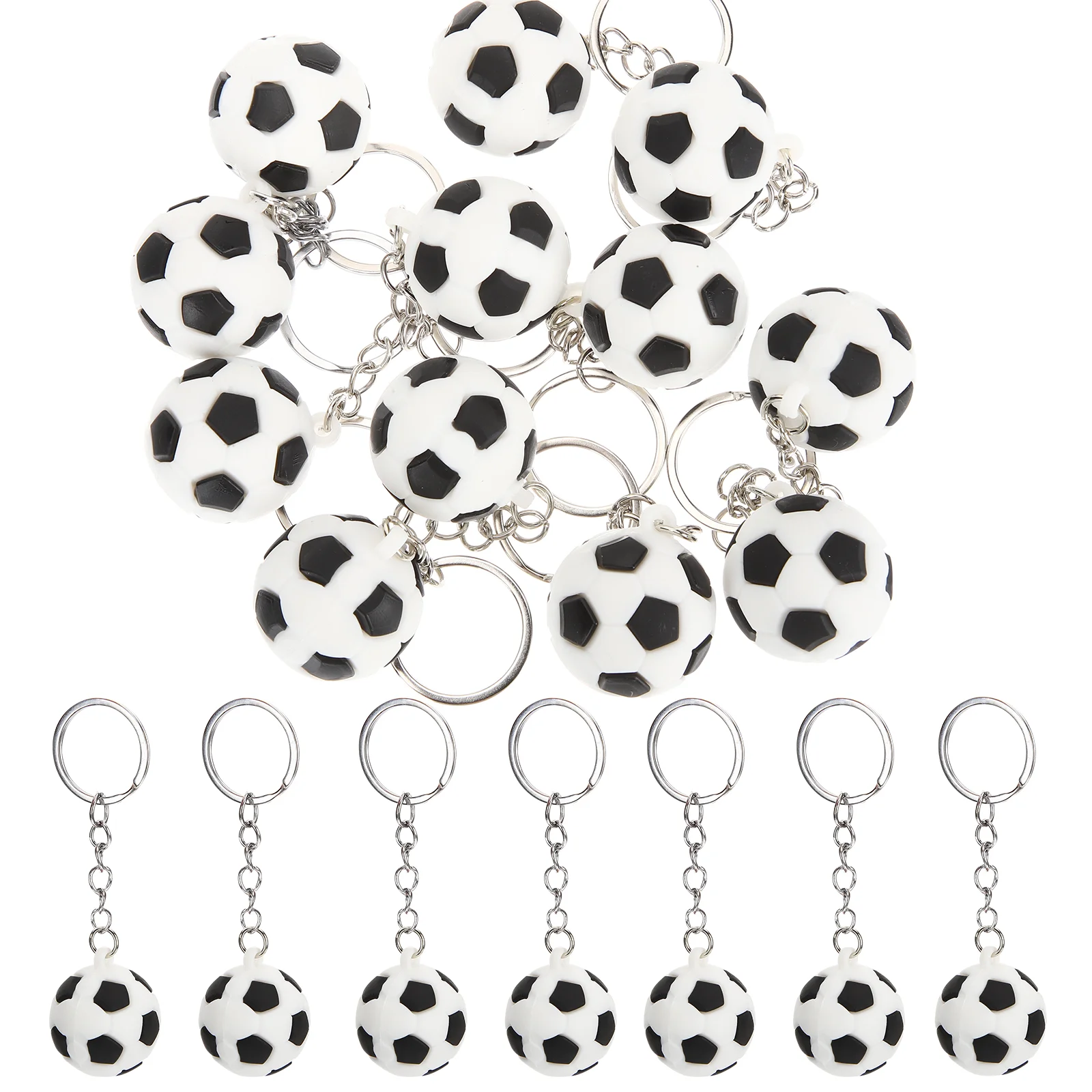 12 Pcs Football Keychain Soft Rubber Zinc Alloy Keyring Bag Pendant Charm Keychain Decor Team Sports Souvenirs Birthday Gift