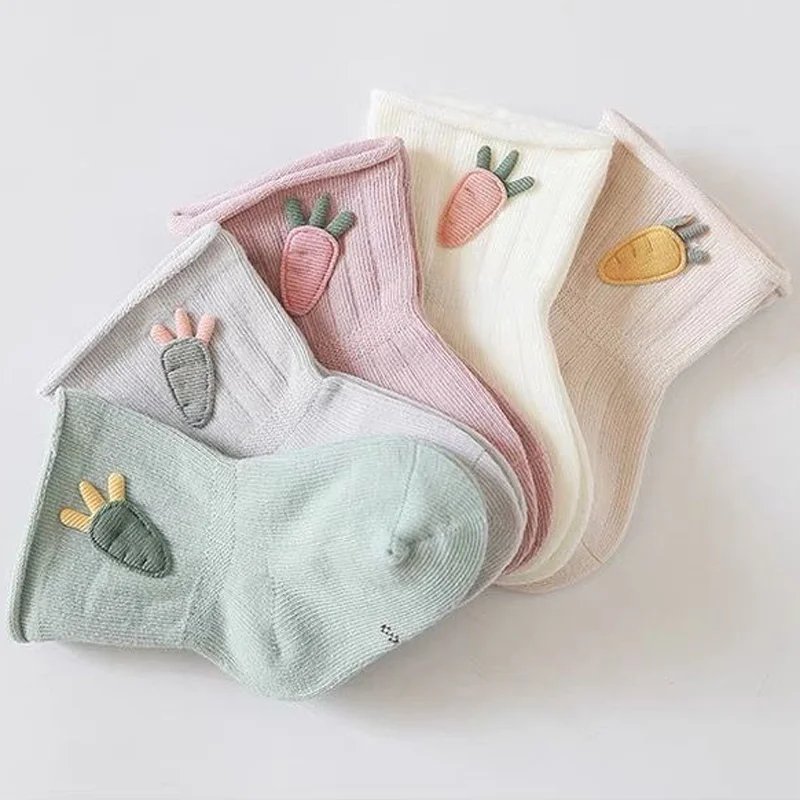 3Pair/lot New Baby Socks Cotton Cartoon Carrot Newborn Boys and Girls Foot Socks 4