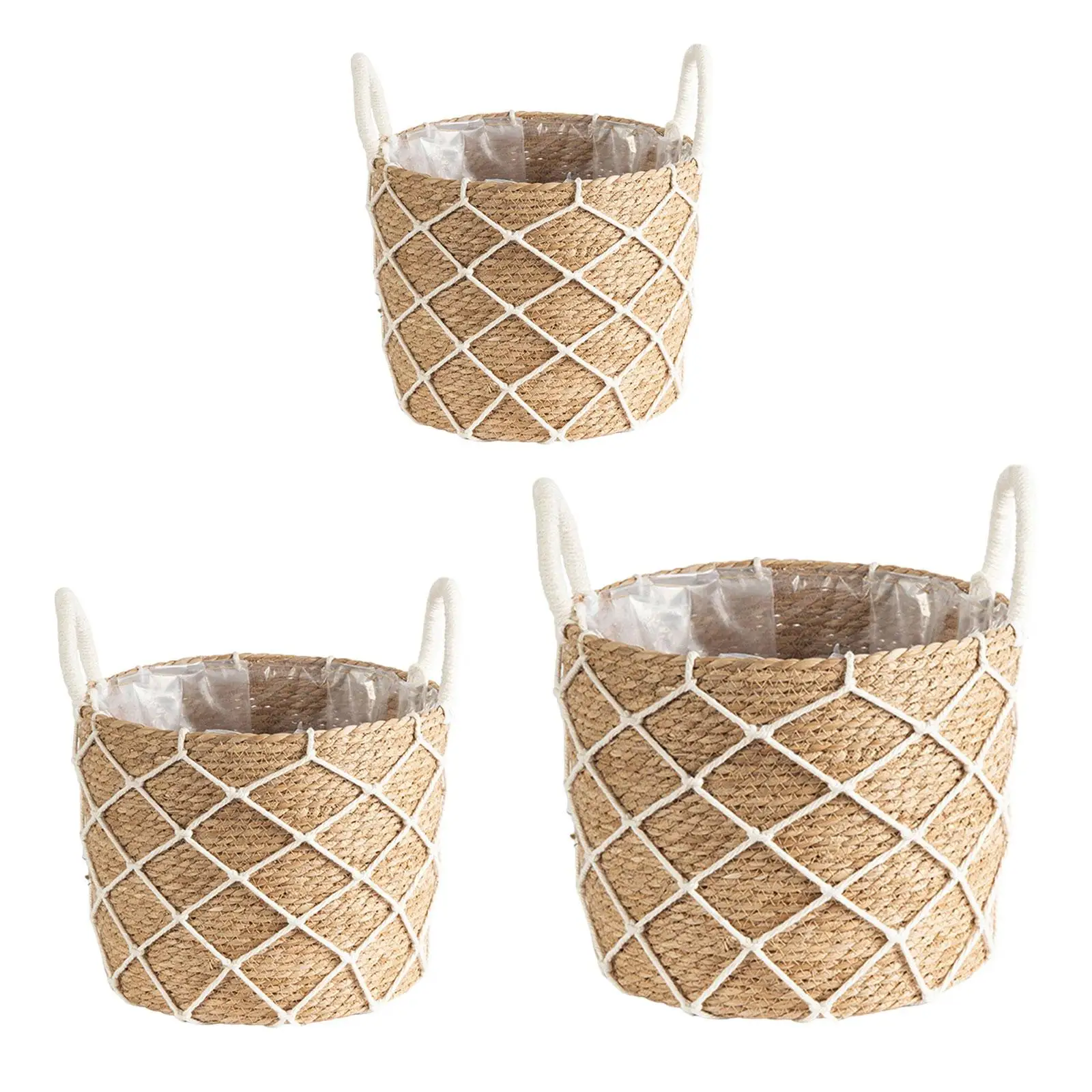 

Floor Planter Stand Flower Stand Decorative Round Storage Wicker Baskets Flower Pot Holder for Office Garden Patio Decoration