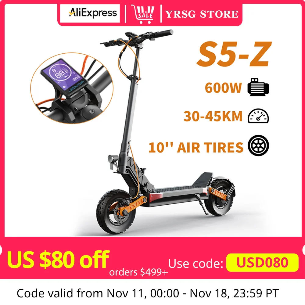 S5 Electric Scooter For Adults Motor 600W Up To 28MPH Folding E-Scooter 10'' Air Tire 48V 13AH Battery Foldable Electric Scooter