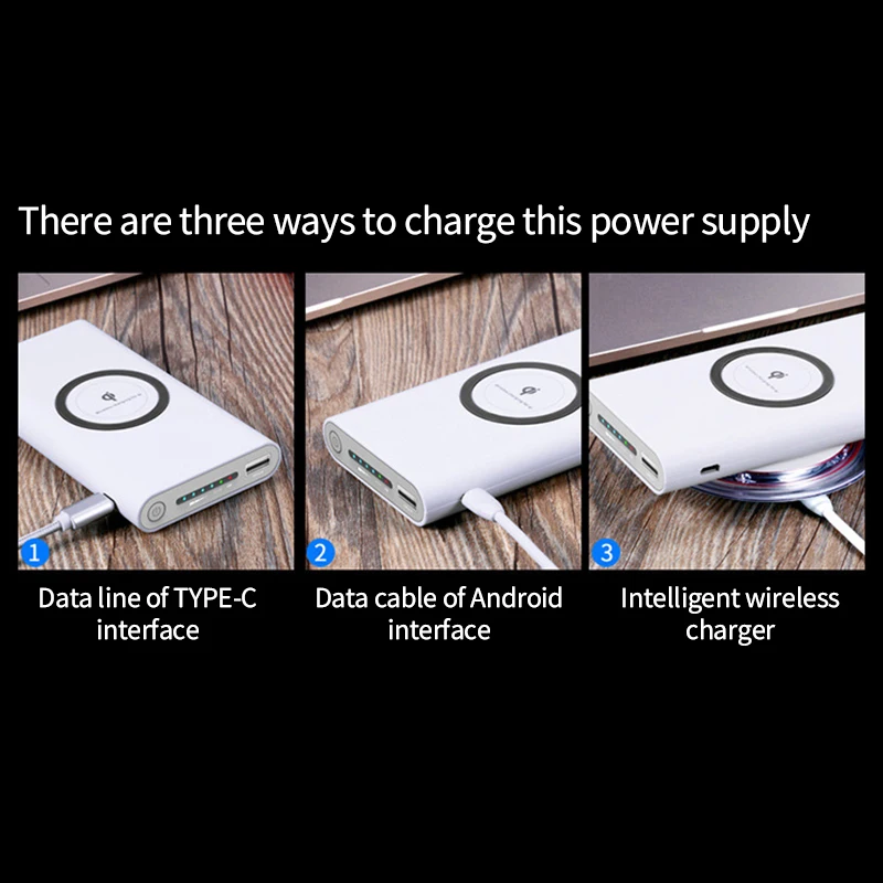 200000mAh Large Capacity Power Bank Wireless Fast Charging External Battery Portable Power Bank Portable Suitable For Samsung