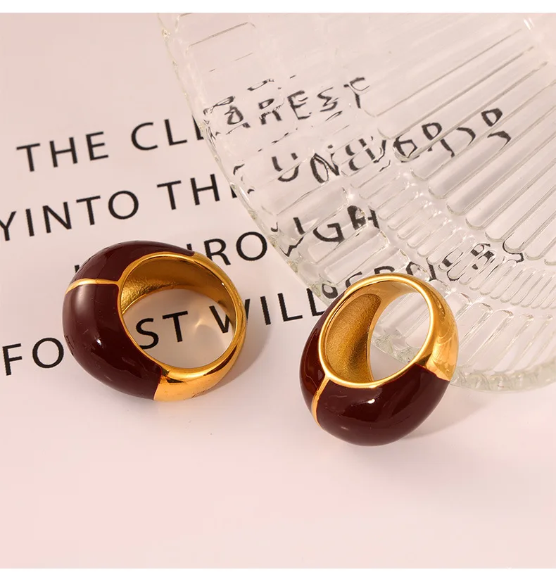 316L Edelstahl Ästhetische Schwarze Ringe Für Frauen Mann Gold Silber Farbe Wasserdicht frauen männer Ring Minimalistischen Paar Ringe – Detail 8