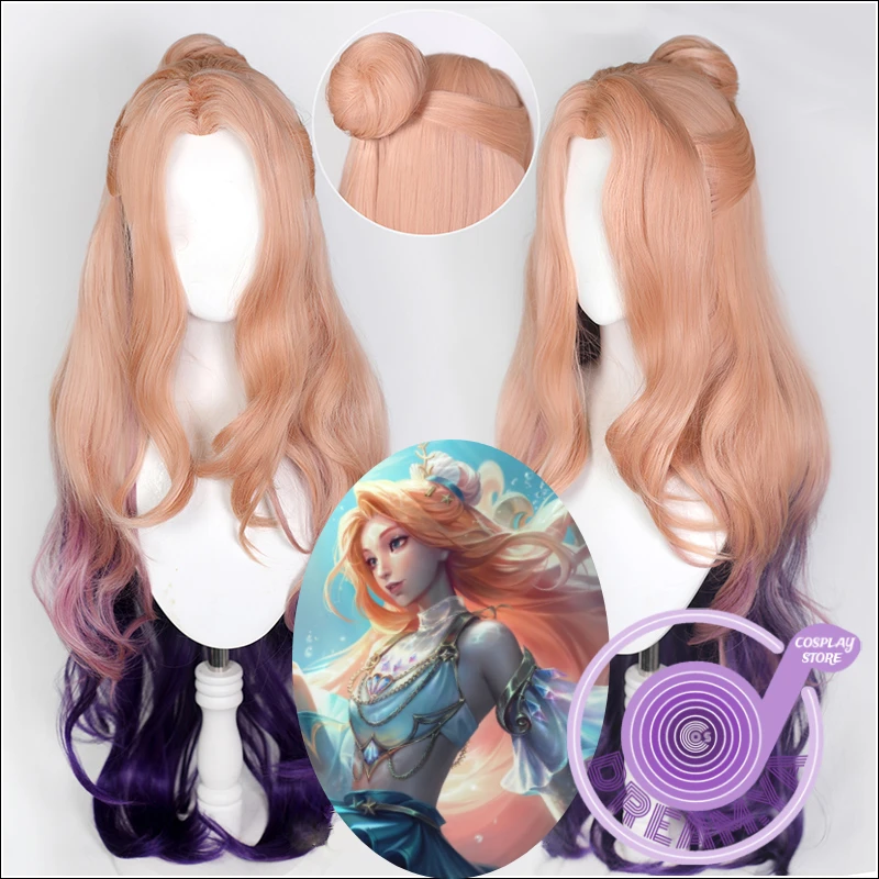 

Seraphine Cosplay Wig LOL Ocean Song Pink Purple Mixed Long 100cm Buns Synthetic Hair Heat Resistant Halloween Party Role Play