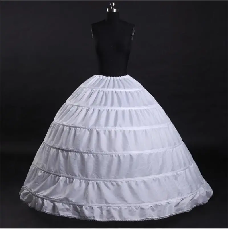 Free Shipping High Quality White 6 Hoops Petticoat Crinoline Slip Underskirt For Wedding Dress Bridal Prom Quinceanera Gowns