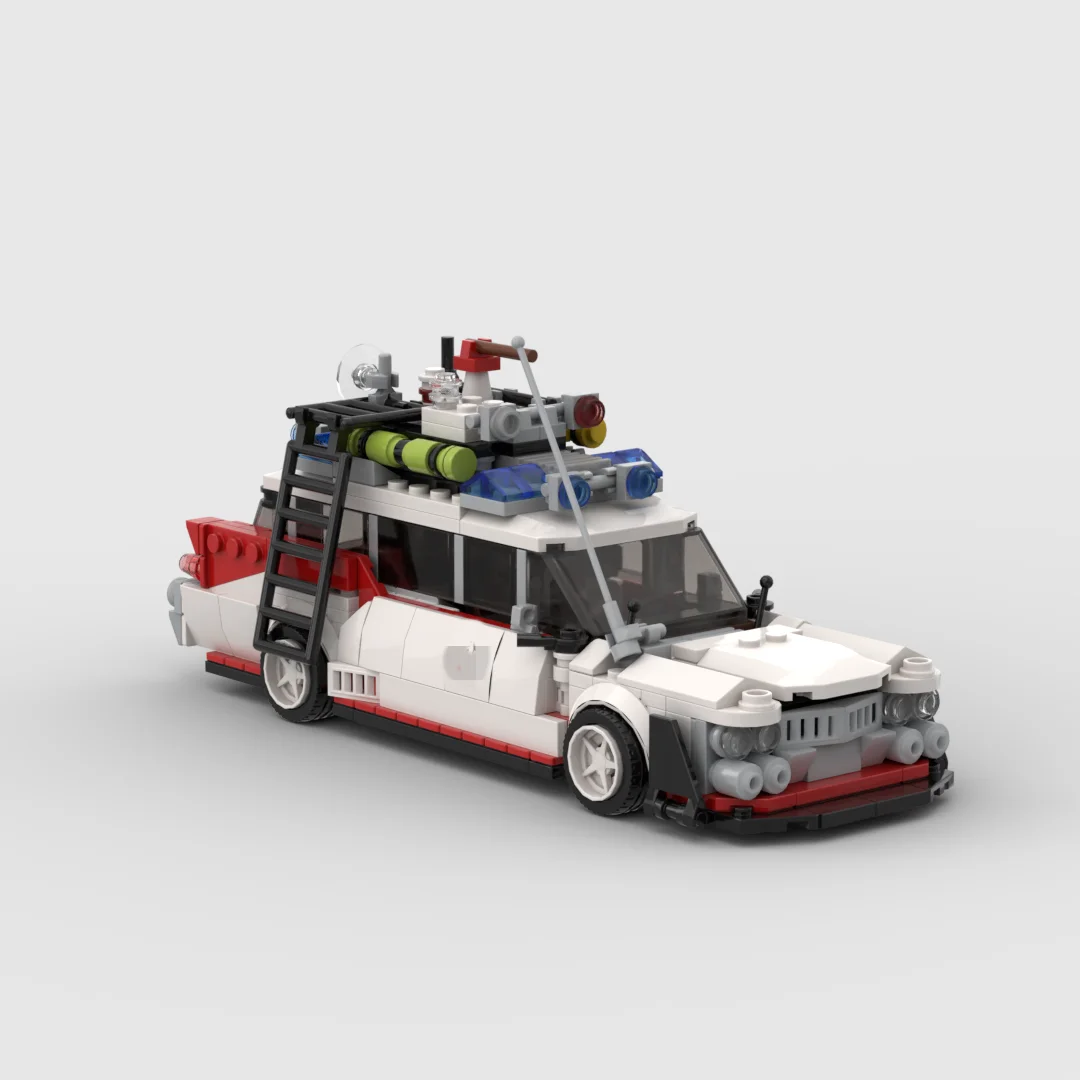 Moc The Mini Ghost Bumed Ecto-1 Racing Sports Car Vehicle Speed Champion Racer Building Blocks Brick Creative Garage Toys