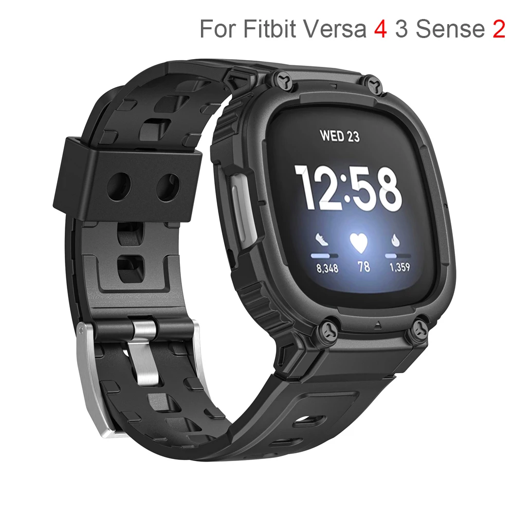 

Modification Kit TPU Case Band For Fitbit Versa 4 3 Rubber Sports Cover Bracelet Strap Loop For Fitbit Sense 2 Replacement