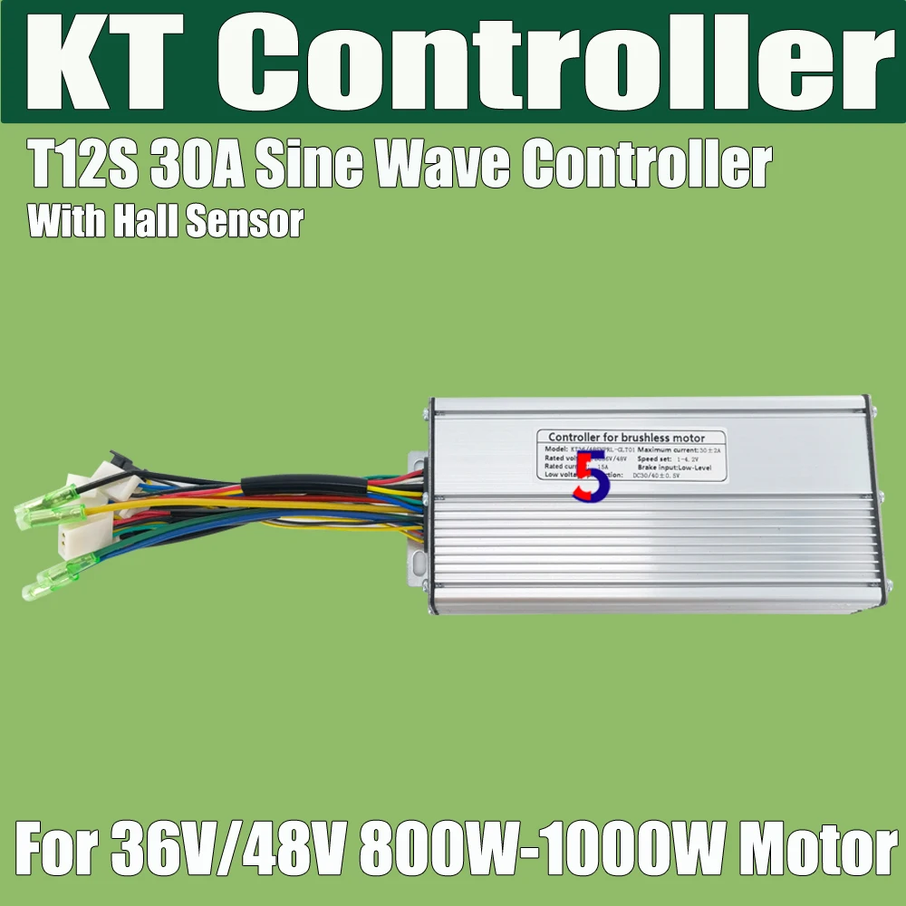 Ebike 허브 모터용 KT 컨트롤러, 홀 센서 또는 센서리스 KT 디스플레이에 적합, 24V, 36V, 48V, 15A22A, 30A, 40A, 250W, 350W, 500W, 1000W