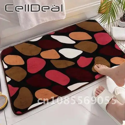 

Colorful Stone Pattern Anti-slip Bathroom Mat Entrance Door Mat Shower Room Pad Bathtub Side Floor Rug 3 Sizes Home Decoration