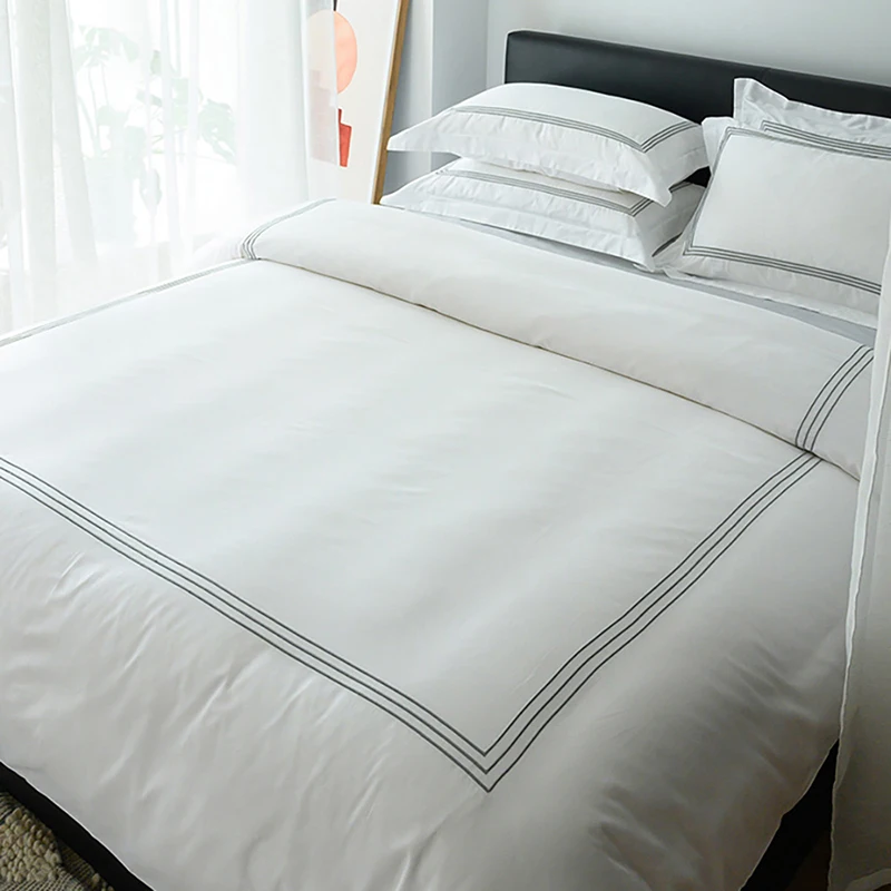 

Hotell Winter Duvet Cover Luxury King White Men Cotton Bed Comforter Set Cheap Full Size Twin Neutral Jogo De Cama Home Fit Kit