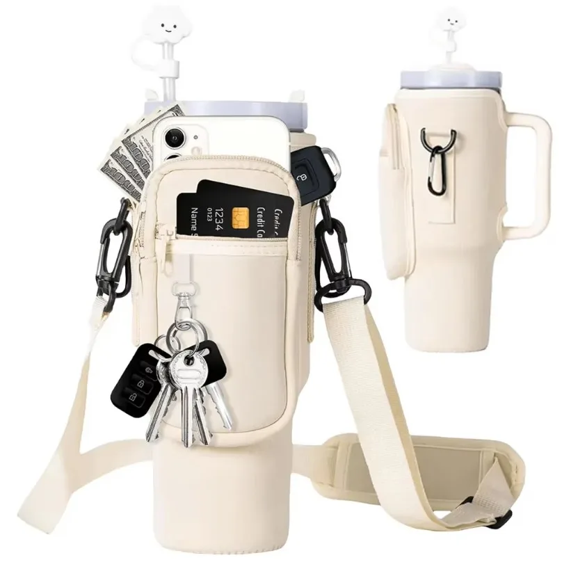 40oz water bottle carrier bag with Adjustable Shoulder Strap for Stanley Quencher Cup Sleeve