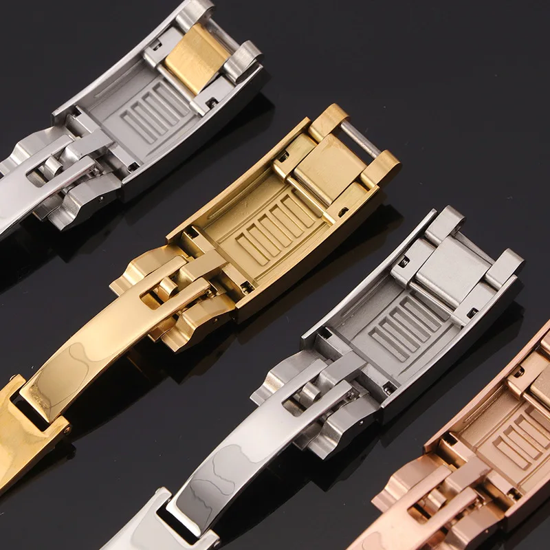 Chiusura Metallo Acciaio Per Cinturino Orologio 16x9mm – Pulsanti Regolazione Fine, Adatta Per Daytona Submariner GMT