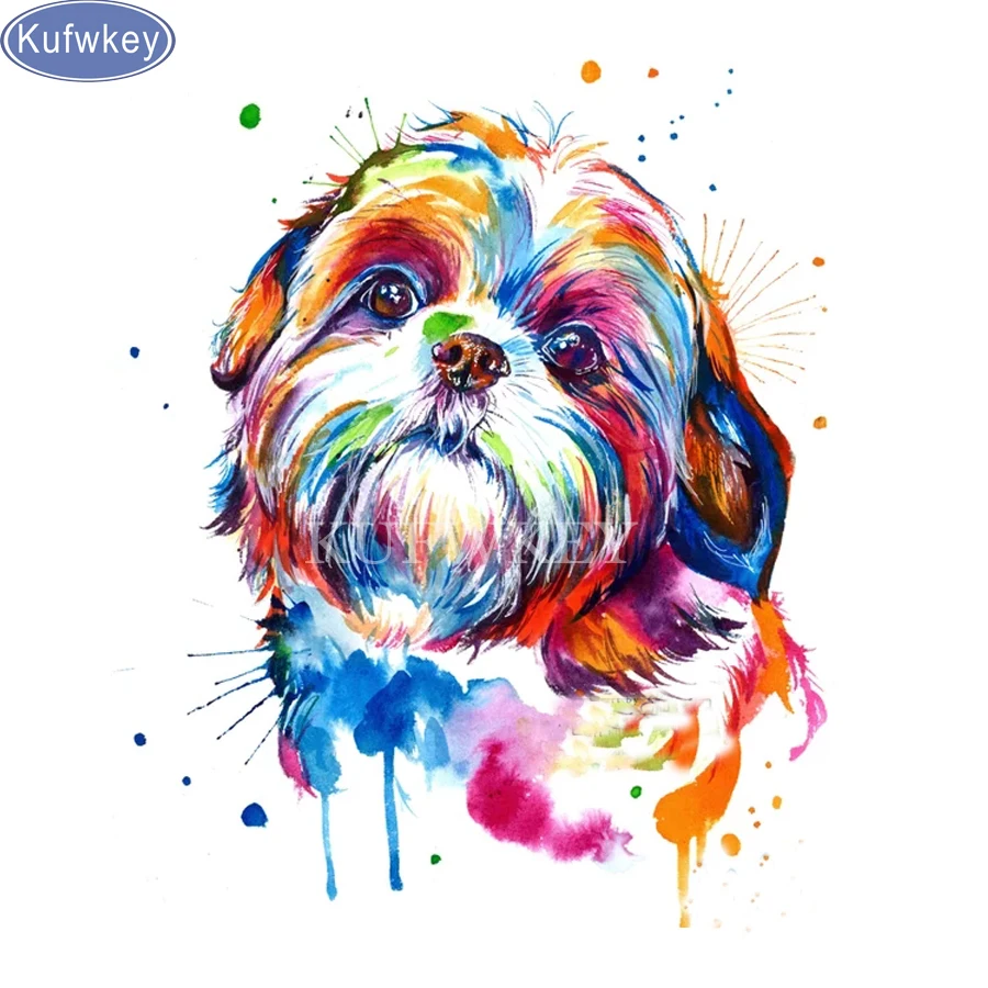 Shih Tzu dog Watercolor DIY 5D Diamond Painting Cross Stitch Diamond Embroidery rhinestones 3d picture diamond mosaic stickers