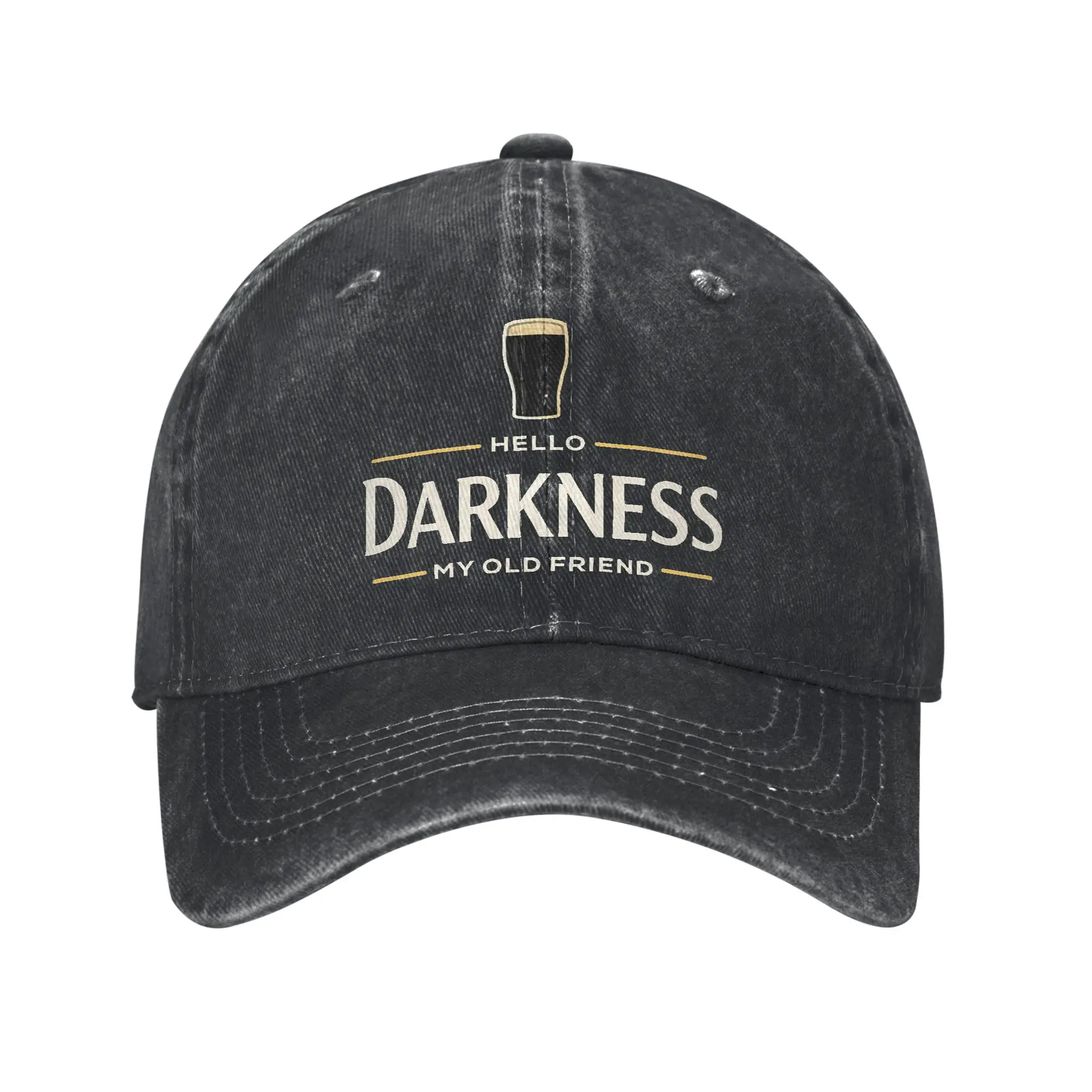 Hello Darkness My Old Friend Irish Beer Washed Baseball Cap Vintage Sun Trucker Hat Summer Men Women Outdoor Gym Snapback Cap