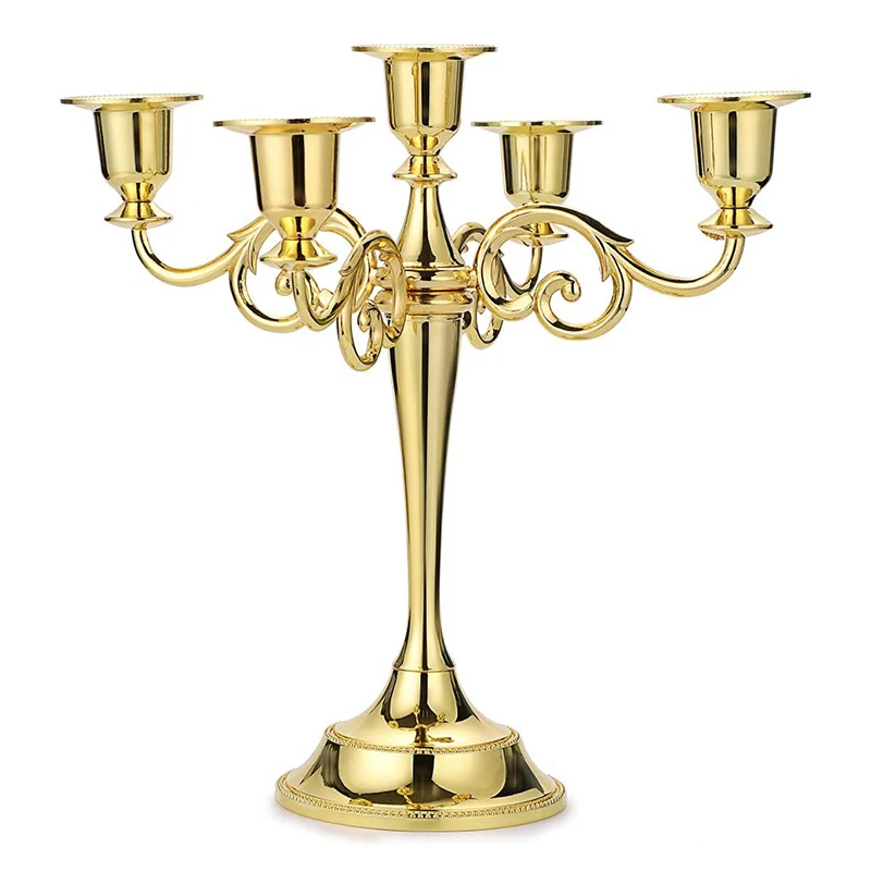 

5 Arms Metal Candelabra Candlestick European Elegant Candle Holder Candle Stand for Wedding Table Christmas Home Decoration