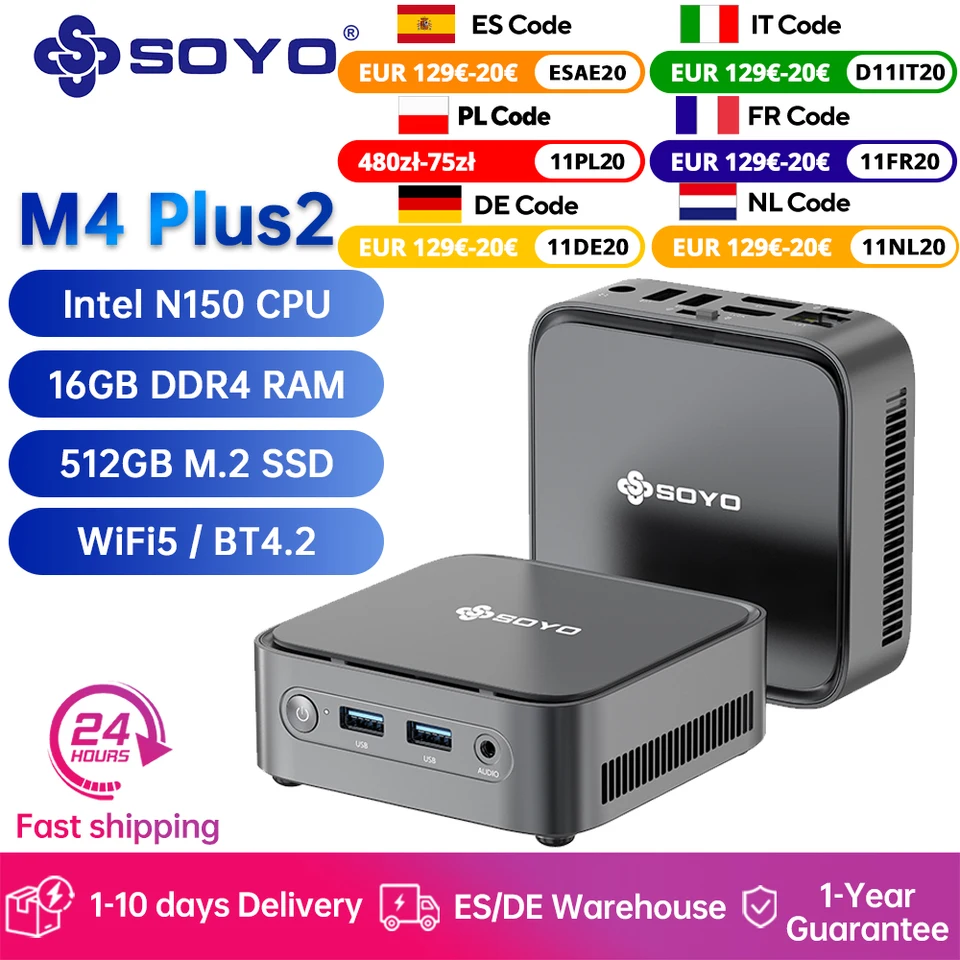 SOYO Mini PC Mini M4 Plus2 Intel 13th N150 CPU with 16GB DDR4