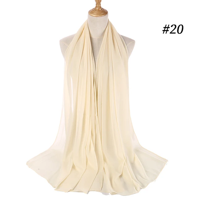Musulman en mousseline de soie Hijab femmes bulle en mousseline de soie écharpe pour femmes dames voile musulman Islam couleur unie malaisie Musulman Wrap foulards
