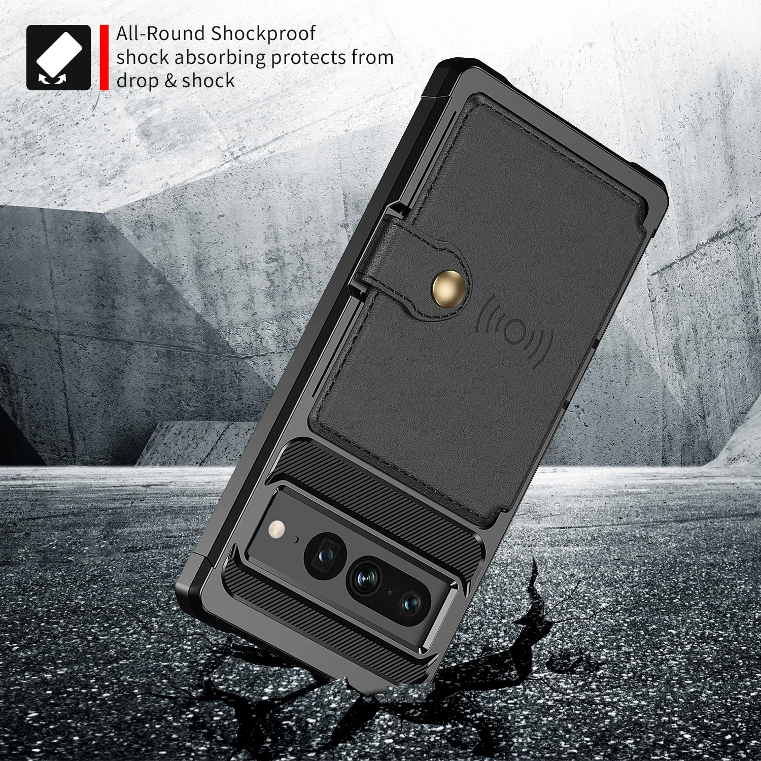Leather Wallet Card Slot Magnetic Case - Protective Shockproof Stand Pocket with Car Mount-Friendly Design