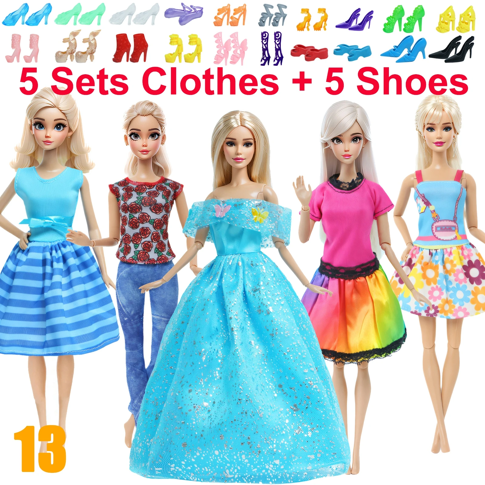 10-Piece Fashion Outfit Set with Shoes and Accessories