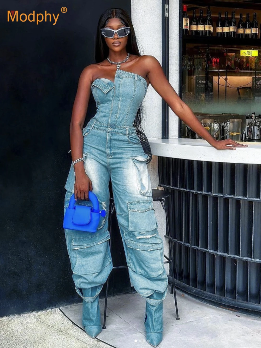 Modphy 2025 New Strapless Multi Pocket Perforated Waist Slim Spicy