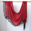 Hijab Ramadan en Rayonne, Coton et Modal, avec bordure en dentelle, Turban respirant, Châle uni en coton, Foulard pour femmes