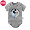 New Custom Name Baby Boys Girls Bodysuits Personalised Happy 1st Birthday Mickey Minnie Mouse Infant Birthday Rompers Gifts 5