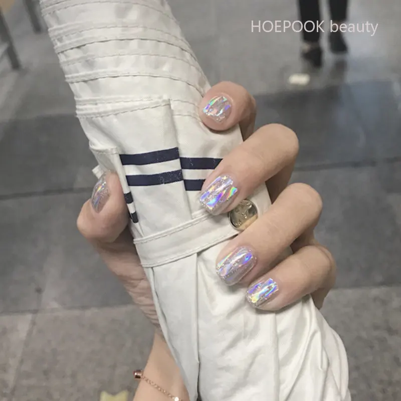 24pcs Colorful Phototherapy Press On Nails With Designs Seamless