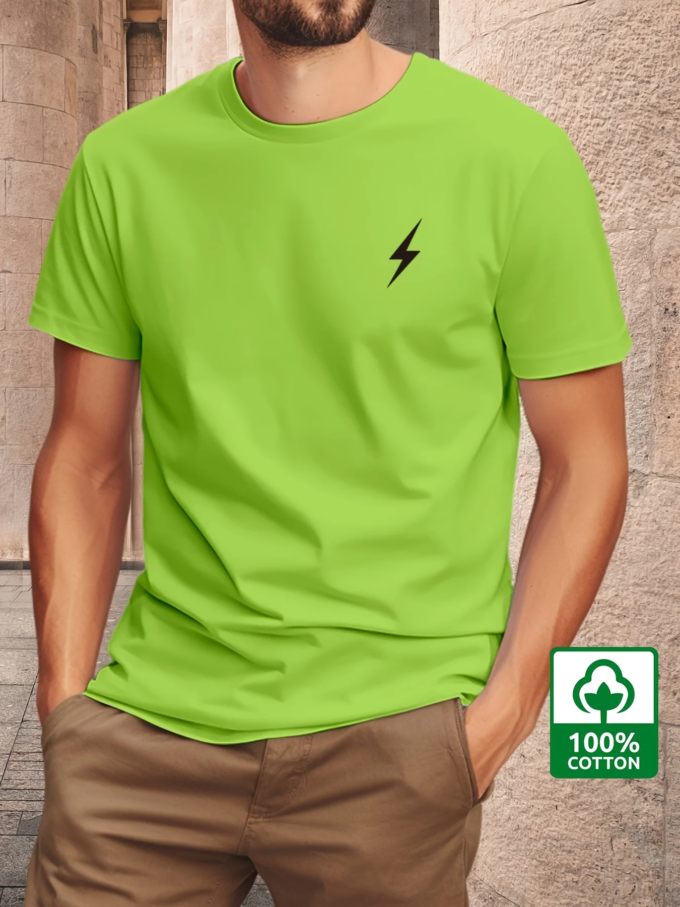 تي شيرت رجالي صيفي 100% من القطن الخالص كاجوال فضف...