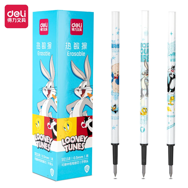 20Pcs/Box Deli SE118 Looney Tunes Bugs Bunny Erasable Gel Pen Cartridge 0.5mm Push-button  Replacement Core Black Blue Ink на oppo a1k rich bugs bunny