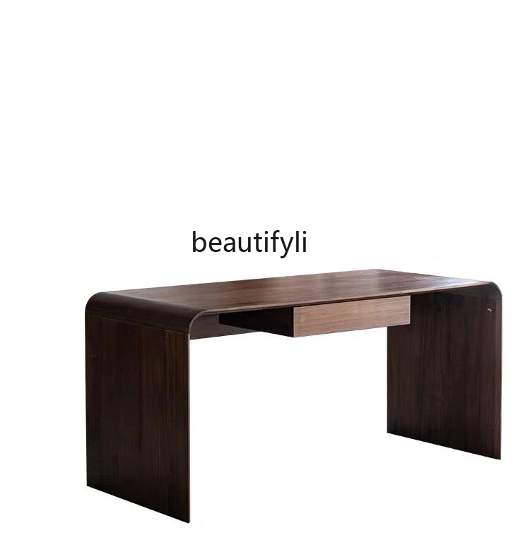 

North America Black Walnut Wooden Desk Solid Wood Modern Minimalist Study Desk Light Luxury Boss Desk