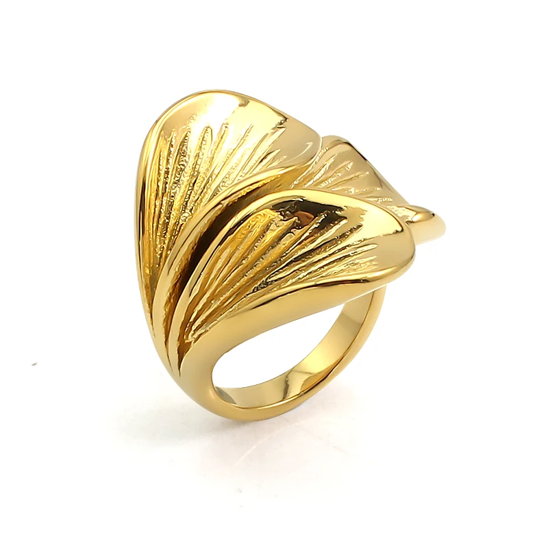 Fashion Simple Jewelry Rings 18K Gold Plated Stainless Steel Exquisite Design Open Adjustable Size Rings Women - 3