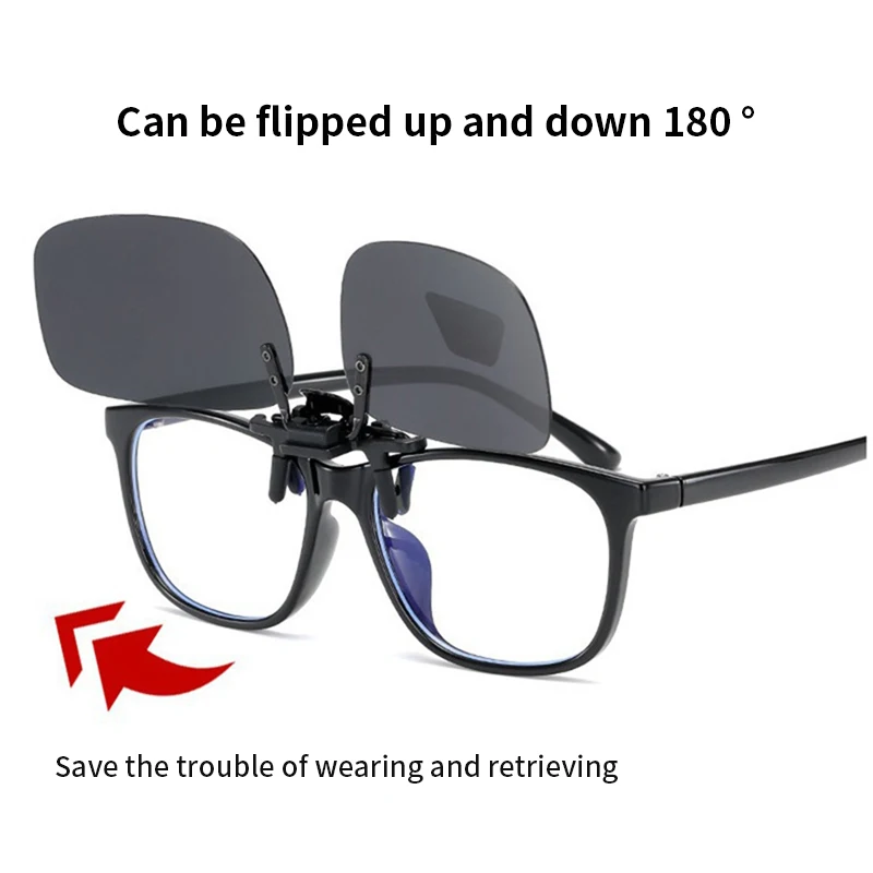 Polarized Glasses Clip On Flip Up Outdoor Uv Protection Fishing Sunglasses Myopia Glasses Clips Night Vision Glasses Clip