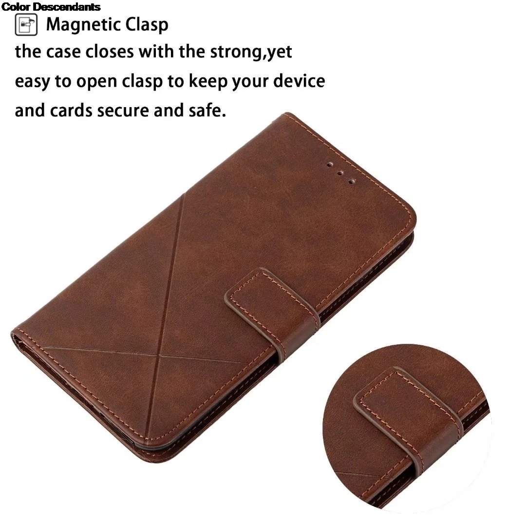 Leather Wallet Flip Phone Case with Card Slot and Book Cover Design