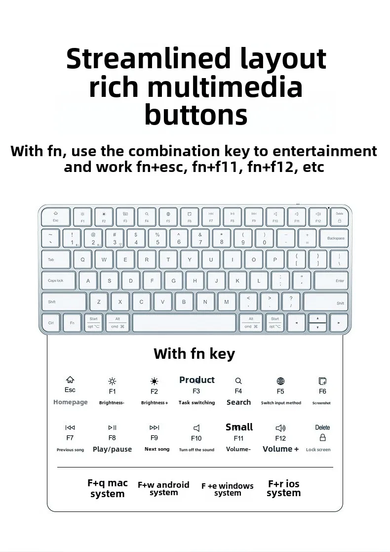 Wireless Keyboard Suitable for iPad Bluetooth Tablet Wireless for Apple Computer Silent Portable Thin