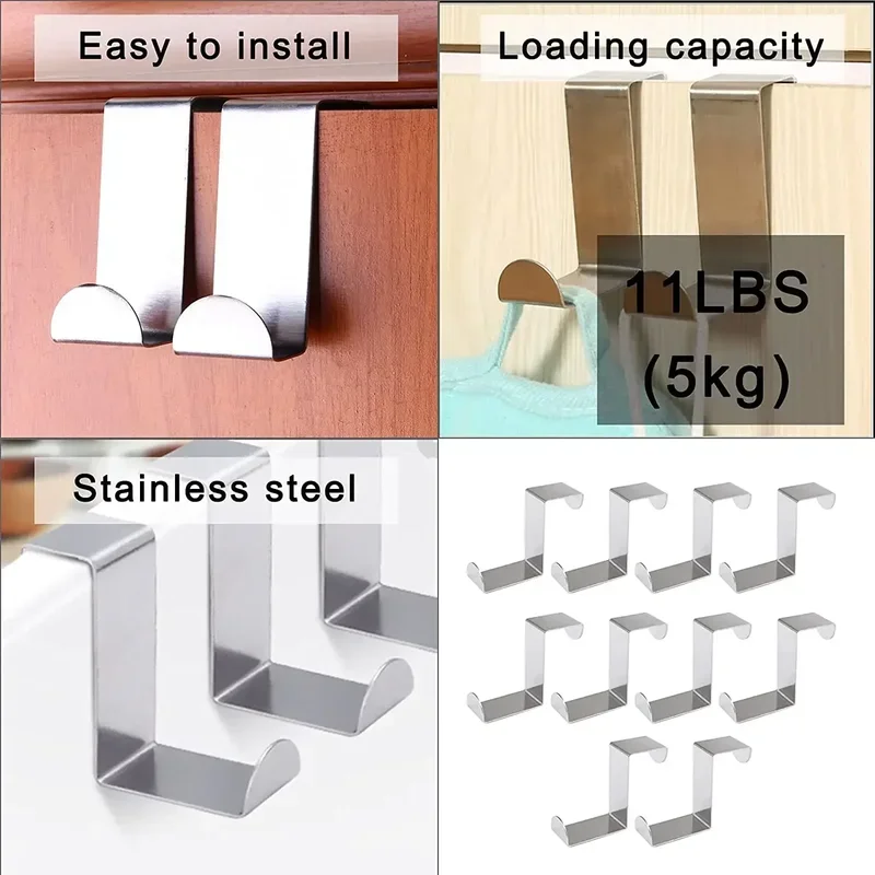 Storage Hook Z-Shaped Bathroom Cabinet Hook Stainless Steel Rear Hanger Keychain Coat Hook Home Kitchen Accessories Organizer Tool