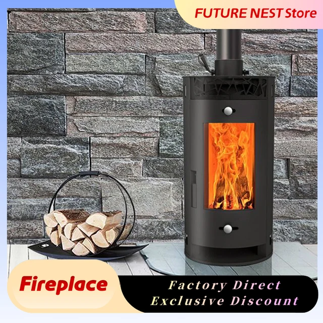 เตาผิงสไตล์บ้านชนบทสมัยใหม่ เตาผิงแบบตั้งพื้น ให้ความร้อนแบบเป่าลม กระจายความร้อน เตาผิงในร่มสำหรับให้ความร้อนด้วยฟืน 1