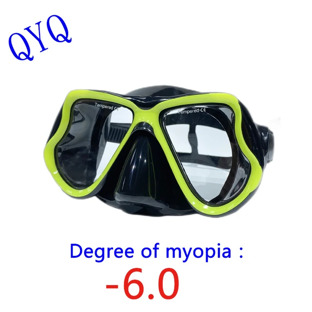 QYQ máscara de esnórquel para adultos, gafas de buceo miopes ópticas, se puede ajustar con máscara de buceo miope