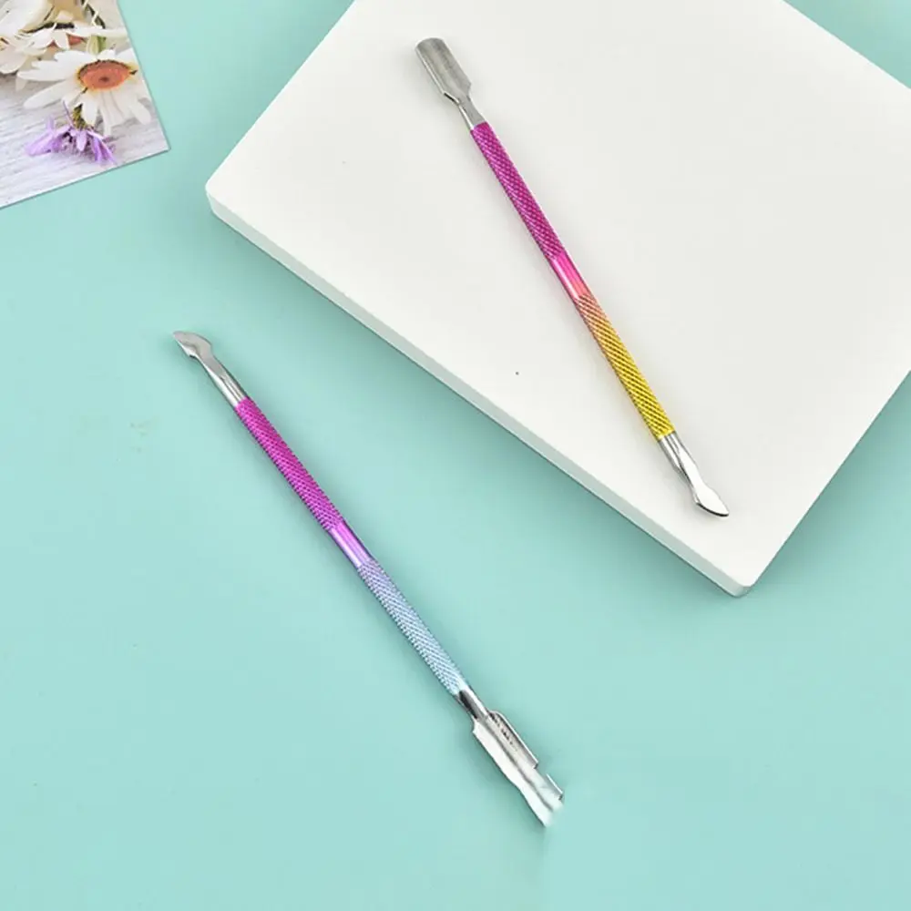 Stainless Steel Double Head Steel Push Remove Phototherapy Glue Dead Skin Remover Nail File Double Push Spoon Pusher