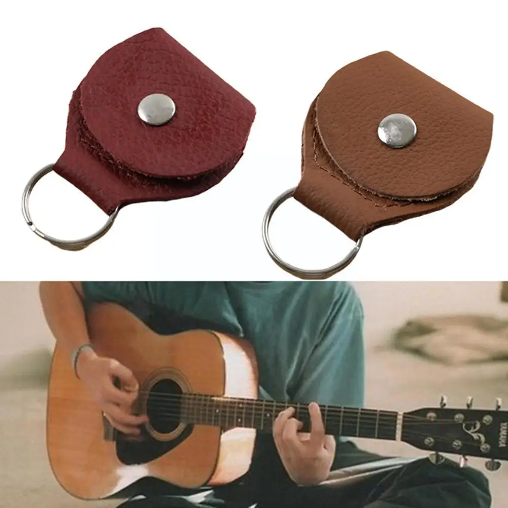 Guitar Pick Holder Genuine Leather Guitar Accessories Bag Shape Keychain Plectrum Cases 1Pcs Guitarra X2S6