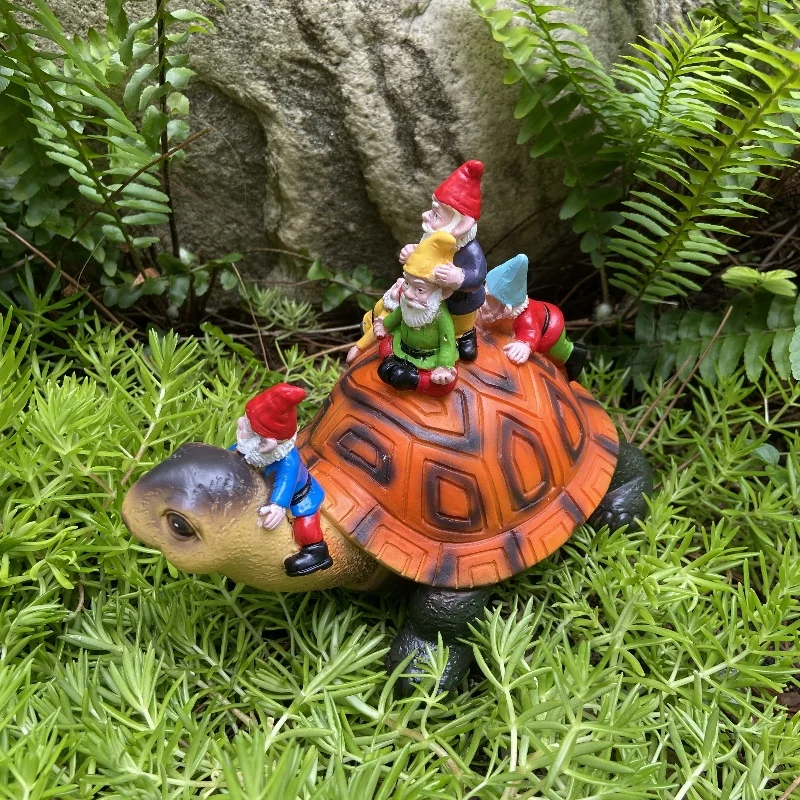 1Pc Garden Dwarf Turtle Resin Statue Courtyard Art Decoration Outdoor Garden and Courtyard Lawn